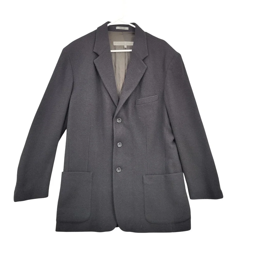 Le Collezioni Mens Dark Academia Old Money Wool Blazer L Jacket Black Italian